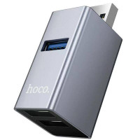 Перехідник HUB Hoco HB54 3in1 (USB to 2xUSB2.0+USB3.0) - Metal grey