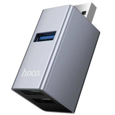 Перехідник HUB Hoco HB54 3in1 (USB to 2xUSB2.0+USB3.0) - Metal grey