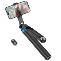Монопод для селфи Hoco K22 трипод + съемный BT пульт - Black