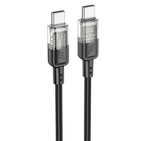 Дата кабель Hoco U129 Spirit Transparent Type-C to Type-C 60W (1.2m) - Black