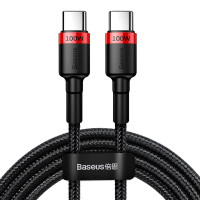 Дата кабель Baseus Cafule Type-C to Type-C PD2.0 100W (2m) (CATKLF-AL) - Red / Black