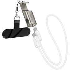 Дата кабель Hoco X126 Experto Type-C to Type-C 60W + Phone Holder & Lanyard (0.35m) - Light Gray