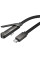Дата кабель Hoco U150 Exquisite side plug and stand Type-C to Type-C 60W (1.2m) - Black - фото