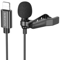 Мікрофон петличний Borofone BFK11 Elegant lavalier Lightning (2m) - Black