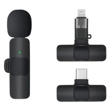 Петличний бездротовий мікрофон Borofone BFK12 Trophy Dual-mic Lightning/Type-C - Black