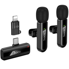 Петличный беспроводной микрофон Hoco L20A Mini Voice (Lightning/Type-C) 60 mAh - Black