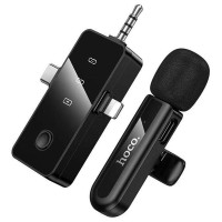 Петличный беспроводной микрофон Hoco L20B Fair 3in1 (Lightning/Type-C/3.5) - Black