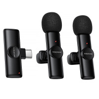 Петличный беспроводной микрофон Borofone BFK16A Winner dual-mic Type-C - Black
