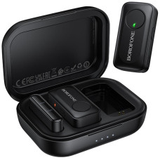Петличний бездротовий мікрофон Borofone BFK17 Lemai dual-mic Type-C - Black