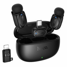 Петличный беспроводной микрофон Hoco L19 Graceful dual-mic 2in1 (Lightning/Type-C) - Black