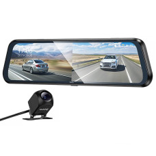 Автомобільний відеореєстратор дзеркало Hoco DV16 Dual-Channel Driving Recorder 1080p+720p - Black