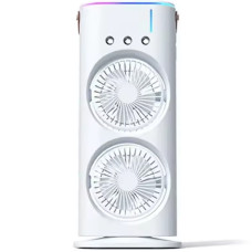 Настільний вентилятор F12 Spray Dual-Fan 2in1 з водяним охолодженням 1800mAh - White