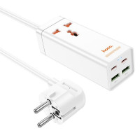 Подовжувач Hoco AC10A Talent PD65W+QC3.0 (2USB-A/2C/1xSocket) (1.5m) - White