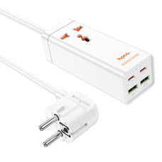 Подовжувач Hoco AC10A Talent PD65W+QC3.0 (2USB-A/2C/1xSocket) (1.5m) - White