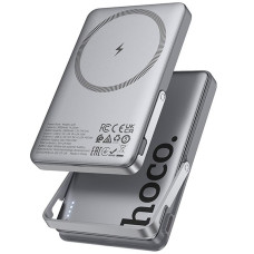 Портативний ЗП Power Bank Hoco Q36 Sunlight magnetic suction+holder PD20W з БЗП 5000 mAh - Metal grey