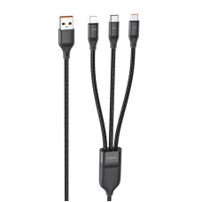 Дата кабель Hoco U104 Ultra 3in1 USB to Lightning/Type-C/MicroUSB 66W (1.2m) - Чорний