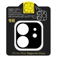 Захисне скло на камеру Full Block (тех.пак) для Apple iPhone 12 (6.1) - Чорний
