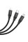 Дата кабель Hoco U104 Ultra 3in1 USB to Lightning/Type-C/MicroUSB 66W (1.2m) - Чорний - фото