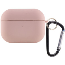 Силиконовый футляр с микрофиброй для наушников Airpods Pro - Розовый / Pink Sand