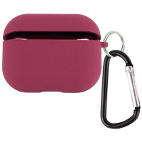 Силиконовый футляр с микрофиброй для наушников Airpods Pro 3 - Бордовый / Plum