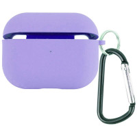 Силиконовый футляр с микрофиброй для наушников Airpods Pro 3 - Сиреневый / Dasheen