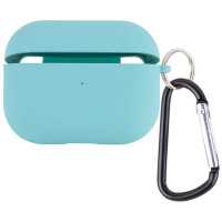 Силиконовый футляр с микрофиброй для наушников Airpods Pro 3 - Бирюзовый / Marine Green