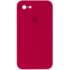 Чехол Silicone Case Square Full Camera Protective (AA) для Apple iPhone 7/8/SE (2020) (4.7) - Красный / Rose Red