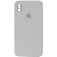 Чохол Silicone Case Square Full Camera Protective (AA) для Apple iPhone X / XS (5.8) - Сірий / Light Grey