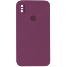 Чохол Silicone Case Square Full Camera Protective (AA) для Apple iPhone X / XS (5.8) - Бордовий / Maroon