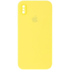 Чохол Silicone Case Square Full Camera Protective (AA) для Apple iPhone X / XS (5.8) - Жовтий / Yellow