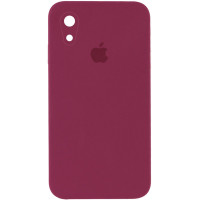 Чехол Silicone Case Square Full Camera Protective (AA) для Apple iPhone XR (6.1) - Бордовый / Plum