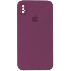 Чохол Silicone Case Square Full Camera Protective (AA) для Apple iPhone XS Max (6.5) - Бордовий / Maroon