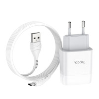Сетевое зарядное устройство Hoco C73A Glorious 2.4A (2USB-A) + кабель USB to Type-C - Белый