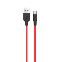 Дата кабель Hoco X21 Silicone Type-C Cable (1m) - Черный / Красный
