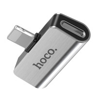 Перехідник Hoco LS24 Lightning to lightning audio/lightning - Сталевий