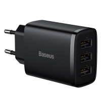 Мережевий зарядний пристрій Baseus Compact 17W (3USB-A) (CCXJ02) - Чорний
