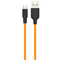 Дата кабель Hoco X21 Plus Silicone MicroUSB Cable (1m) - Black / Orange