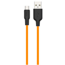 Дата кабель Hoco X21 Plus Silicone MicroUSB Cable (1m) - Black / Orange