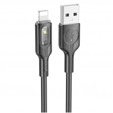 Дата кабель Hoco U120 Transparent explore intelligent power-off USB to Lightning (1.2m) - Black