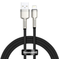 Дата кабель Baseus Cafule Metal USB to Lightning 2.4A (2m) (CALJK-B0) Black