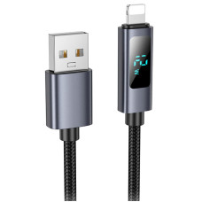 Дата кабель Hoco X112 Favor with display USB to Lightning 2.4A (1m) - Black
