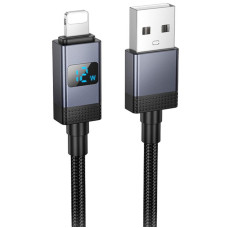Дата кабель Hoco X118 Generous with display USB to Lightning 2.4A (1m) - Black