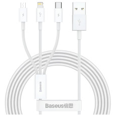 Дата кабель Baseus Superior Series USB to MicroUSB-Lightning-Type-C 3.5A (1.5m) (CAMLTYS) - Stellar White