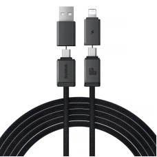 Дата кабель Baseus Versatile Two-for-Two USB/Type-C to Type-C/Lightning 60W (1m) (CB000162) - Cosmic Black