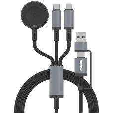 Дата кабель Amaya ACD-330X 6in1 Type-C/USB to iWatch/Lightning/Type-C 100W (1.2m) Black