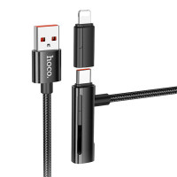 Cavo dati Hoco U135 Incredible 2in1 USB to Lightning/Type-C (1m) - Black