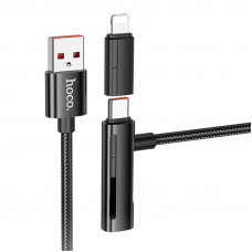 Дата кабель Hoco U135 Incredible 2in1 USB to Lightning/Type-C (1m) - Black