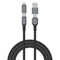 Дата кабель WIWU C085 Raptor Pro 4in1 Type-C to USB/Type-C to Lightning 240W (1.2m) - Black