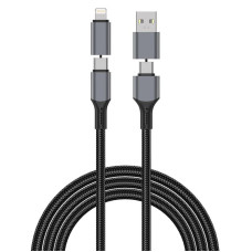 Дата кабель WIWU C085 Raptor Pro 4in1 Type-C to USB/Type-C to Lightning 240W (1.2m) - Black