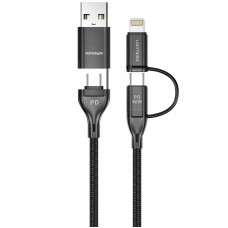 Дата кабель Amaya ACD-X28 4in1 Type-C to USB/Type-C to Lightning 60W (1m) - Black